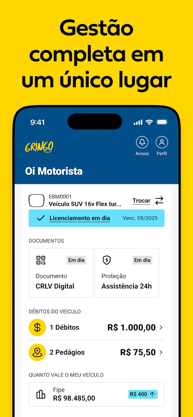 Screenshot Gringo: Licenciamento, IPVA + 8