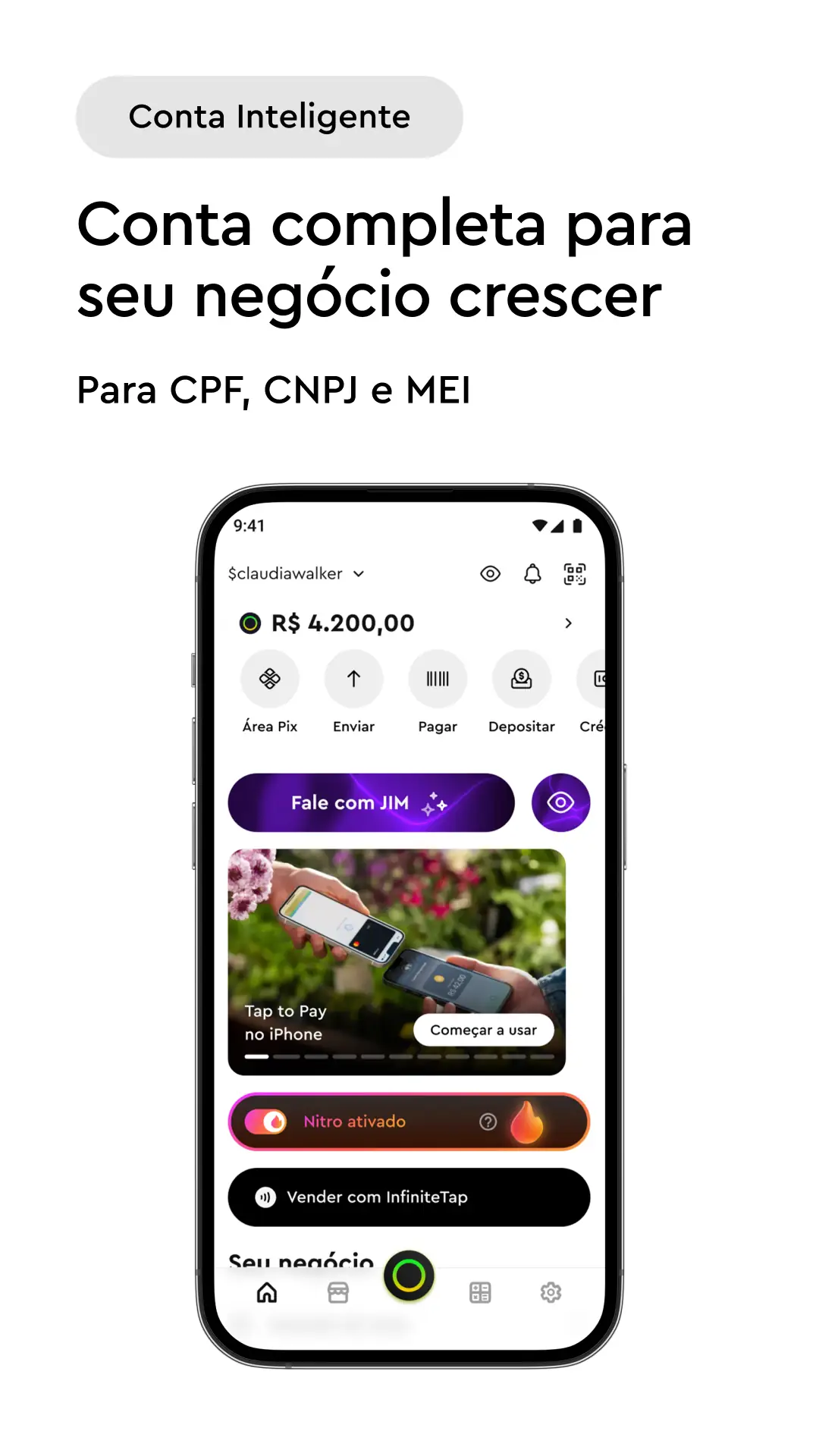 Screenshot InfinitePay Tap, Conta, Cartão 2