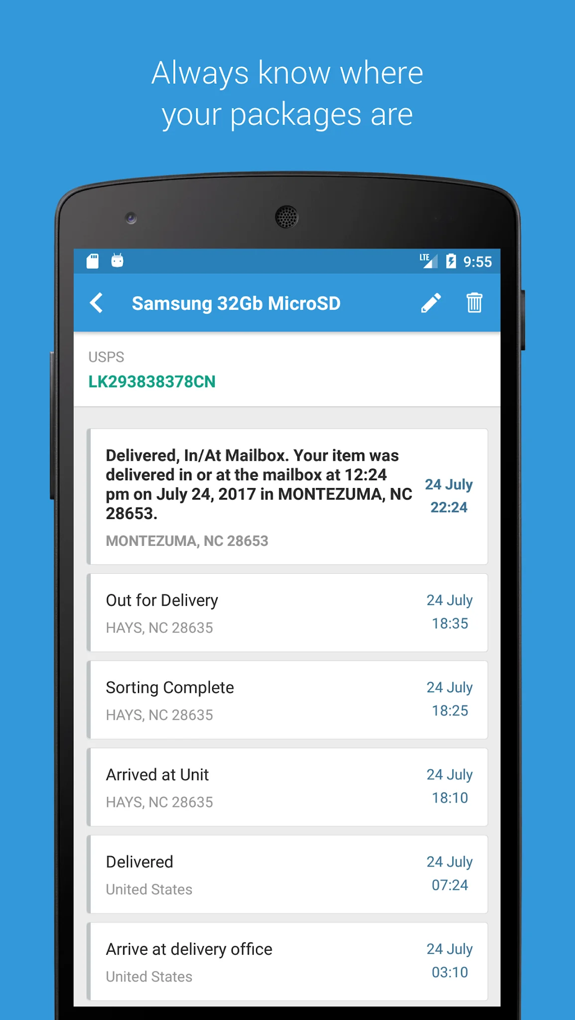Screenshot Parcels: Track Online Orders 2