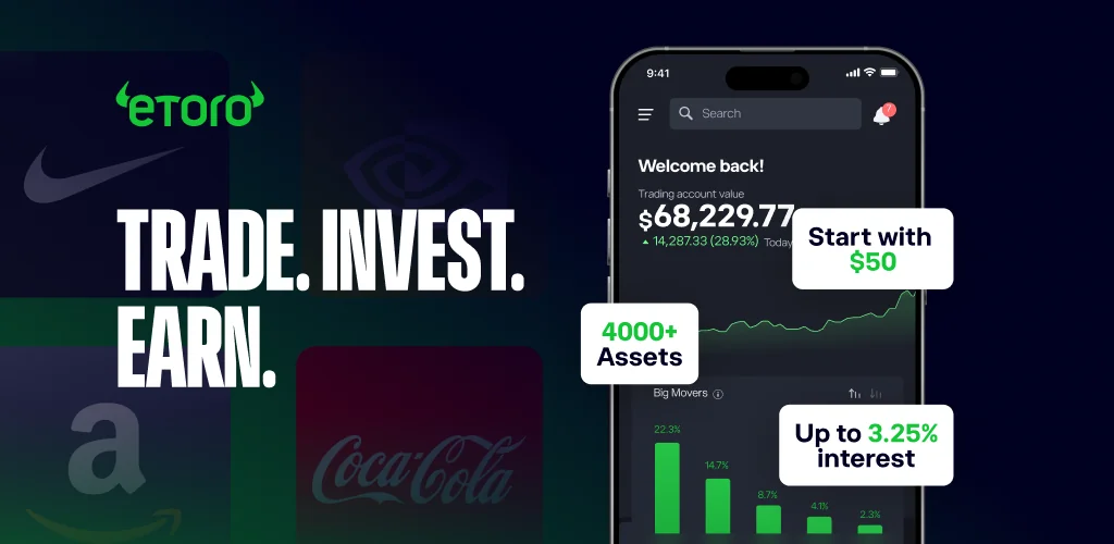 eToro: Trade. Invest. Connect. kb borítókép Androidhoz