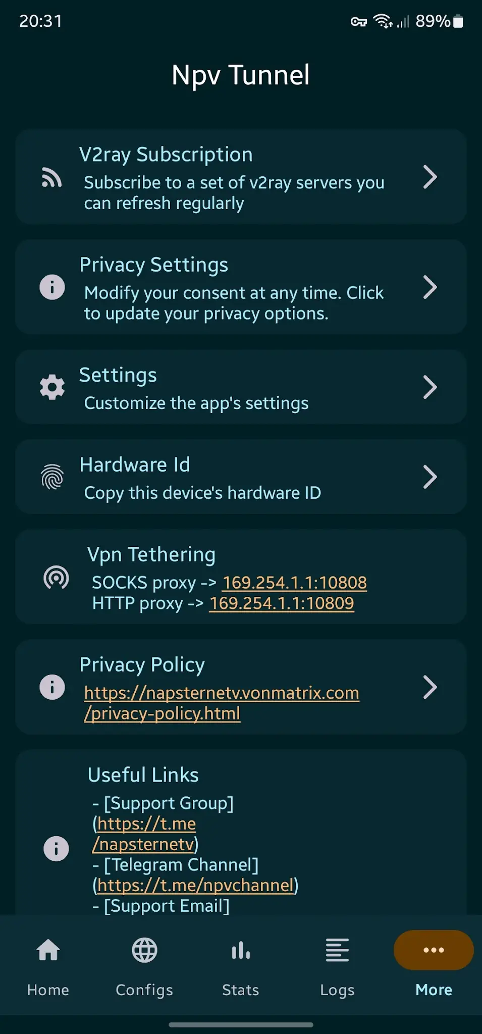 Скриншот Npv Tunnel V2ray/SSH 5