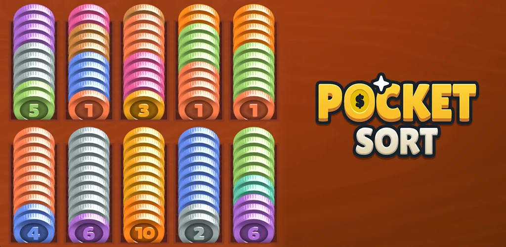 Pocket Sort: Münzrätsel Spiel Titelbild für Android