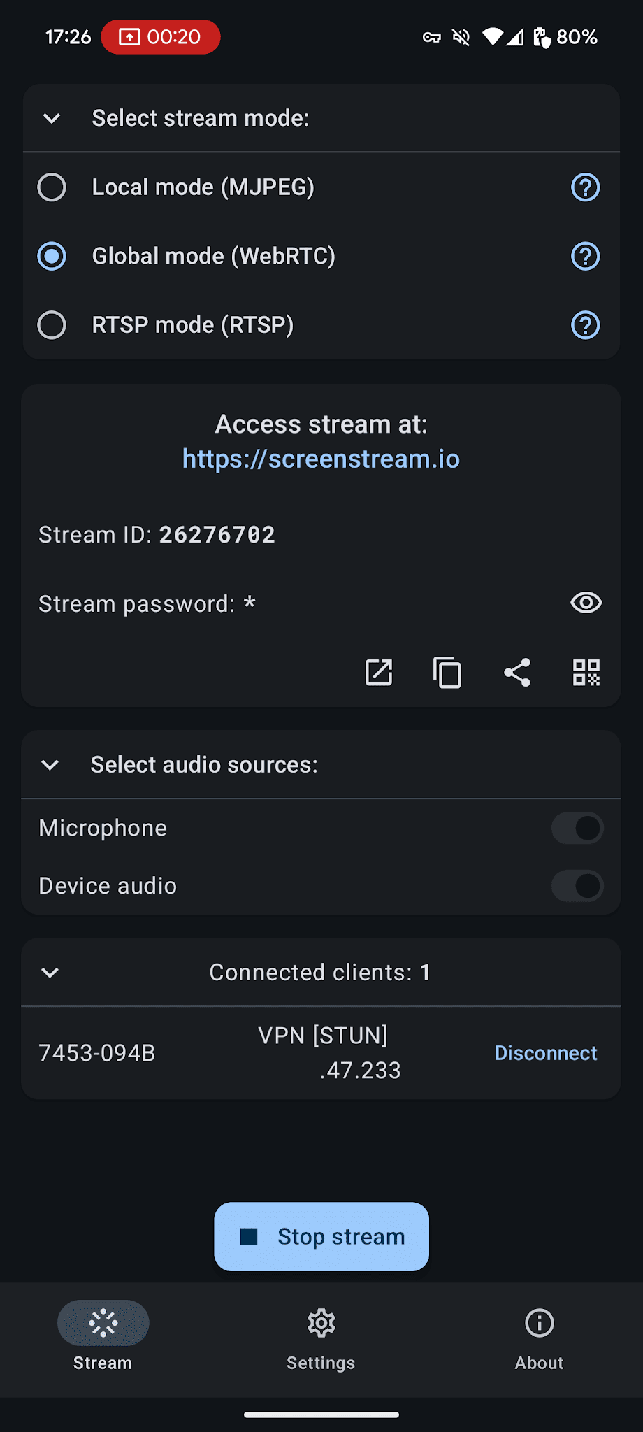 Screenshot ScreenStream 2