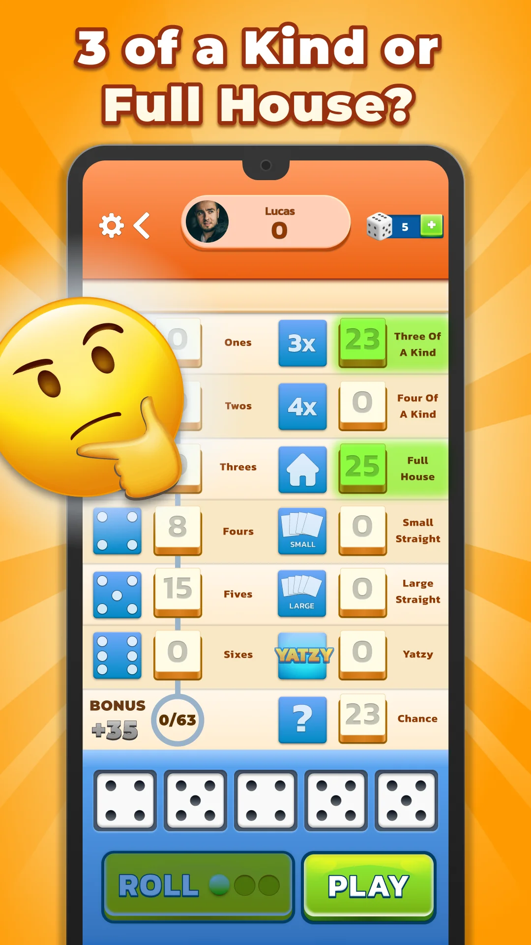 ภาพหน้าจอ Yatzy - Fun Classic Dice Game 4