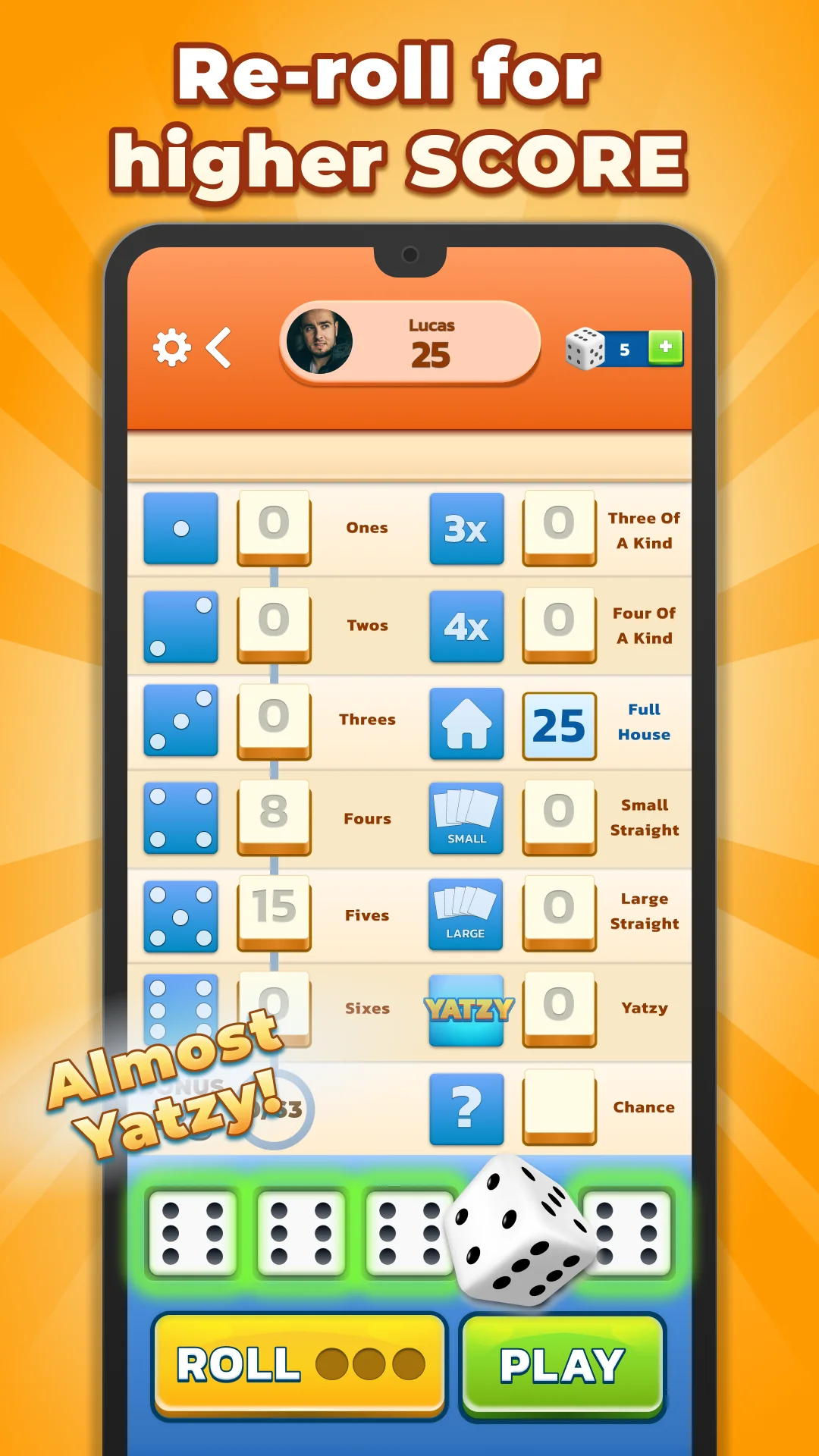 ภาพหน้าจอ Yatzy - Fun Classic Dice Game 5