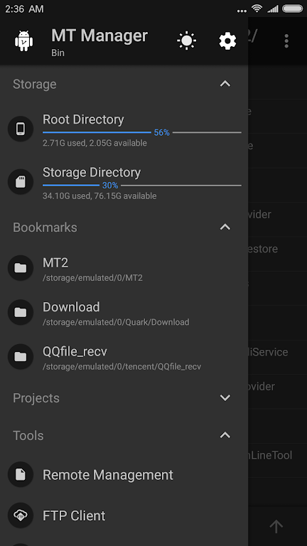 Schermata MT Manager 2
