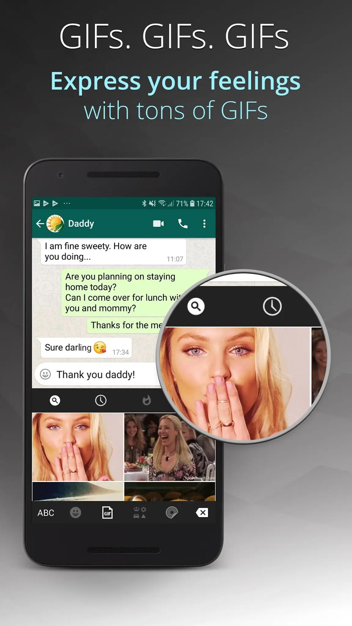 Снимка на екрана Ginger Keyboard - Emoji, GIFs 5