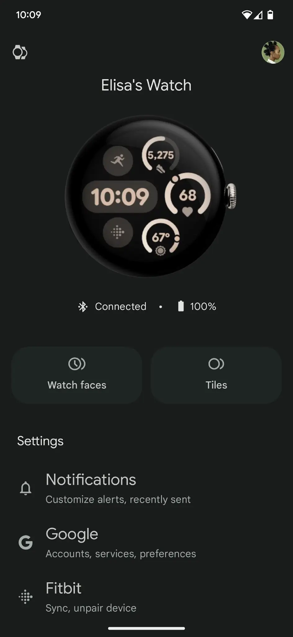 스크린샷 Google Pixel Watch 2