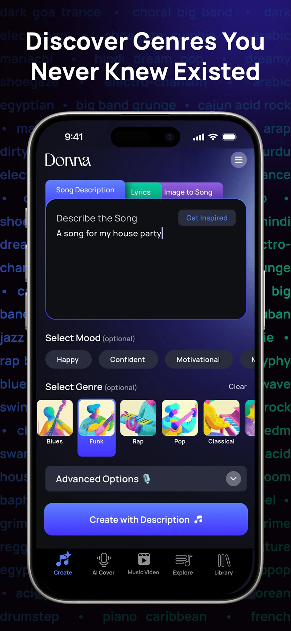 Скриншот Donna AI Song & Music Maker 6