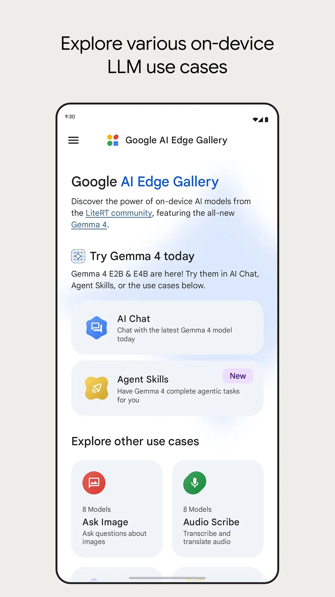 Ảnh chụp màn hình Google AI Edge Gallery 1