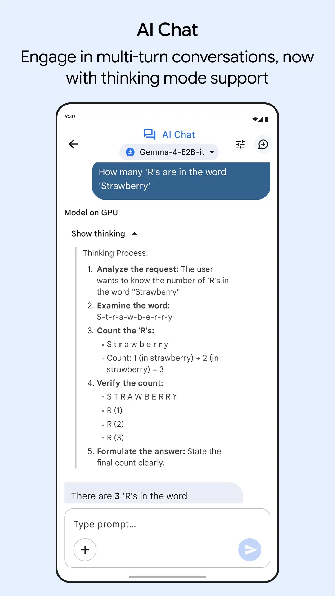 Ảnh chụp màn hình Google AI Edge Gallery 3