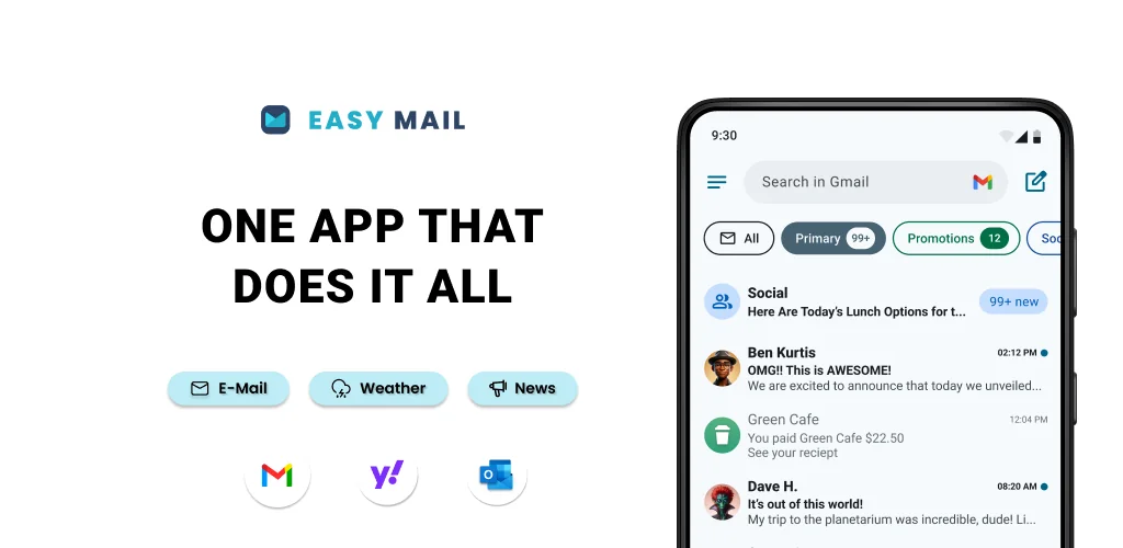 Easy Mail - Email Launcher приложение обложка для Android