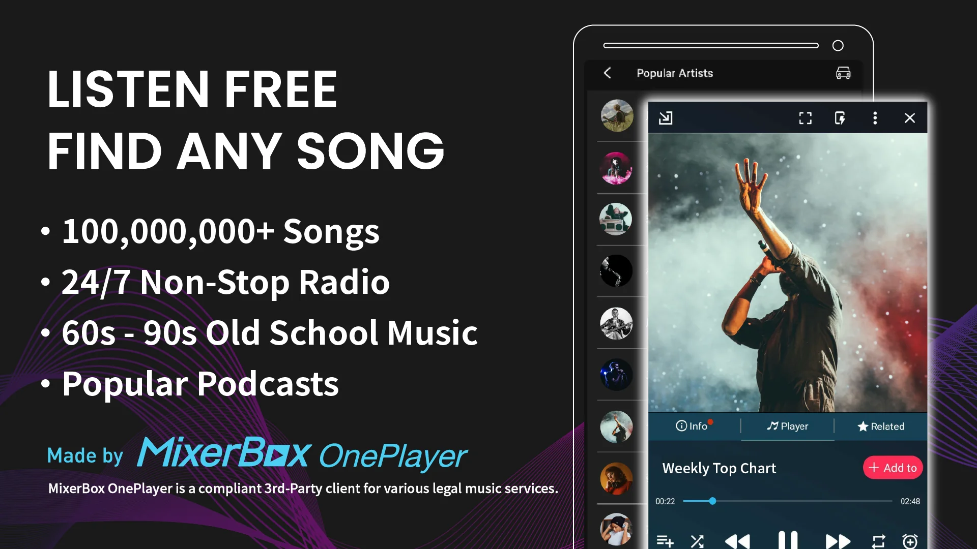Ekran Görüntüsü (US) FREEMUSIC© MP3 Player Pro 1