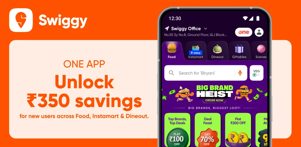 Swiggy: Food Instamart Dineout приложение обложка для Android