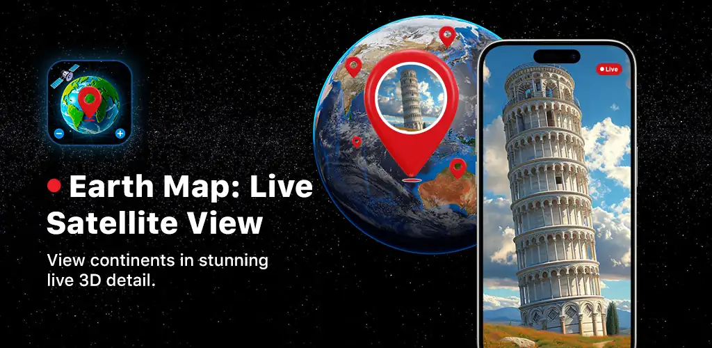 Earth Map: Live Satellite View приложение обложка для Android
