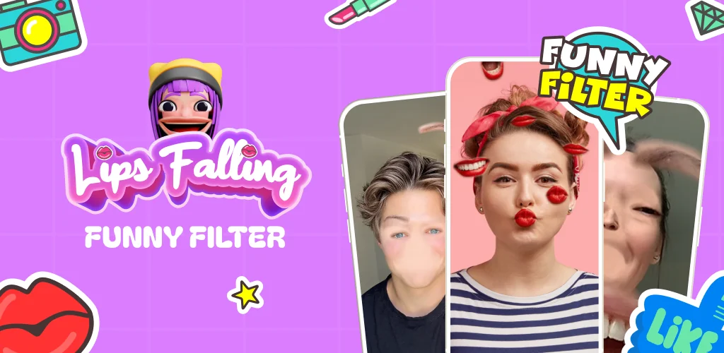 Lip Fall Challenge: Fun Filter application cover art for Android