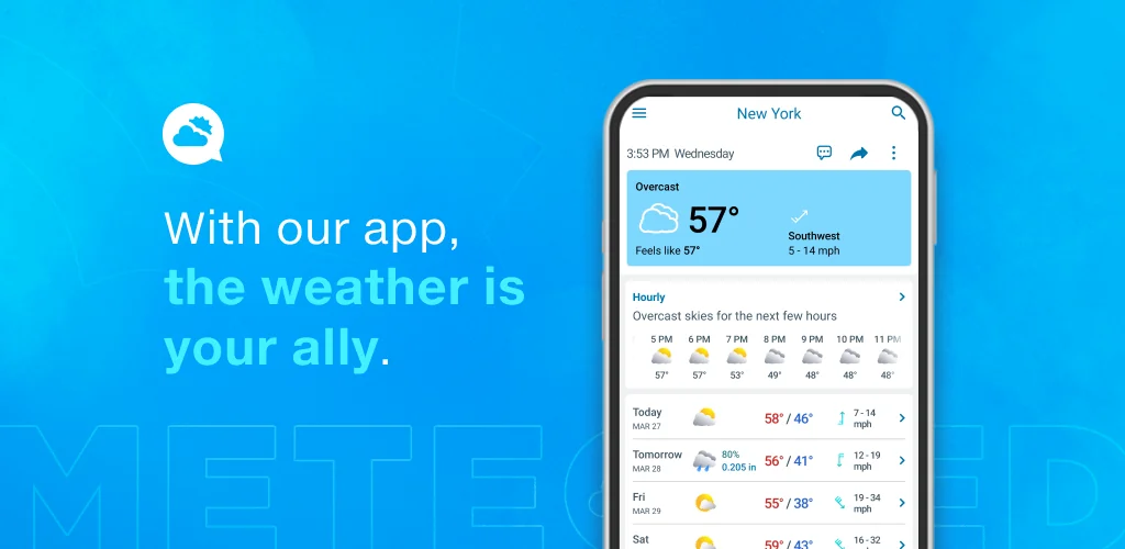 Погода 14 дней - Метеоред приложение обложка для Android
