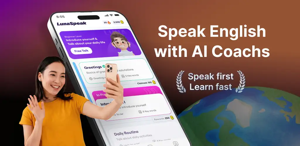 LunaSpeak: AI Speaking Coach приложение обложка для Android