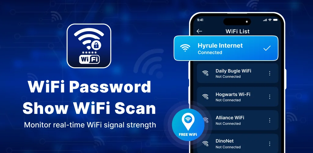 वाईफ़ाई पासवर्ड: वाईफाई स्कैनर अनुप्रयोग Android के लिए कवर आर्ट
