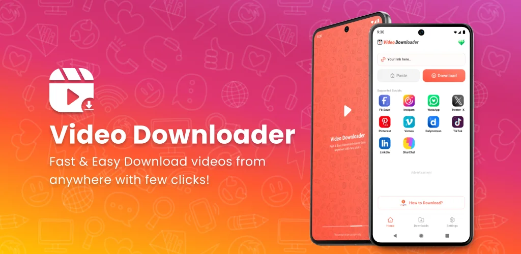 All video downloader and saver приложение обложка для Android