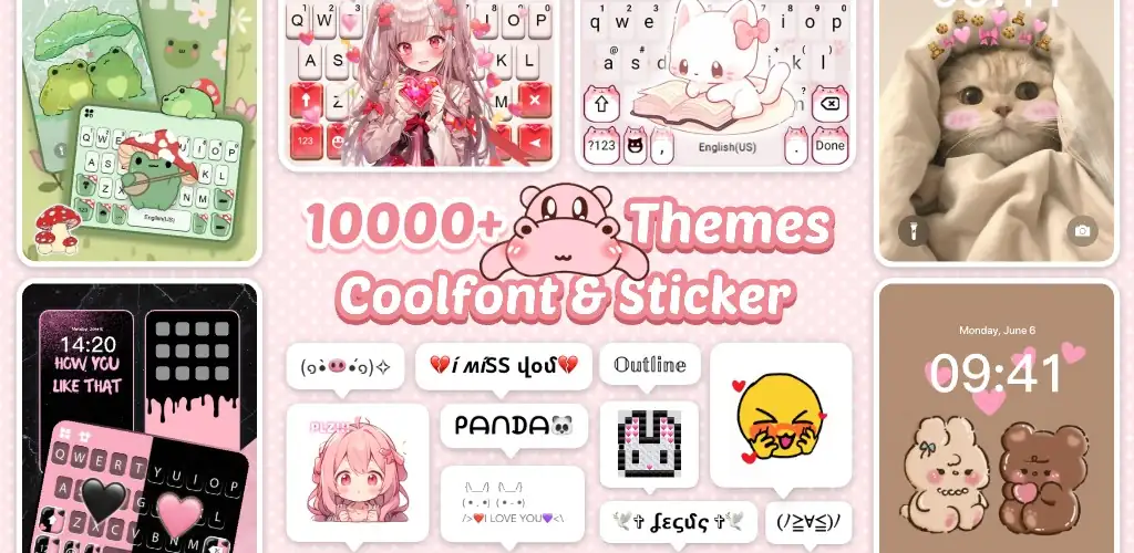 Pink Cute Hippo Theme app cover art for Android
