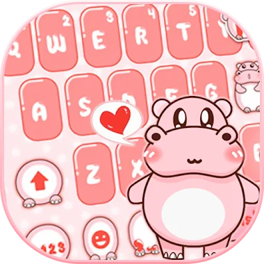 Pink Cute Hippo Theme Icon