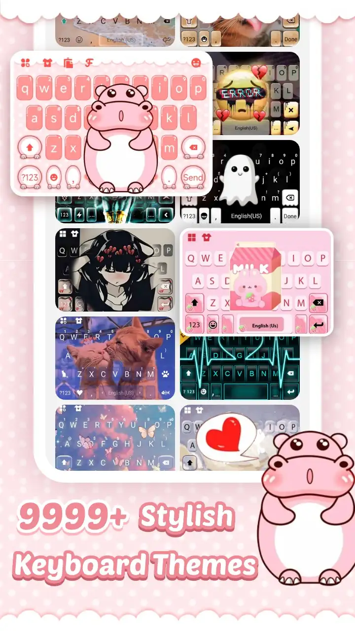 Pink Cute Hippo Theme screenshot 1